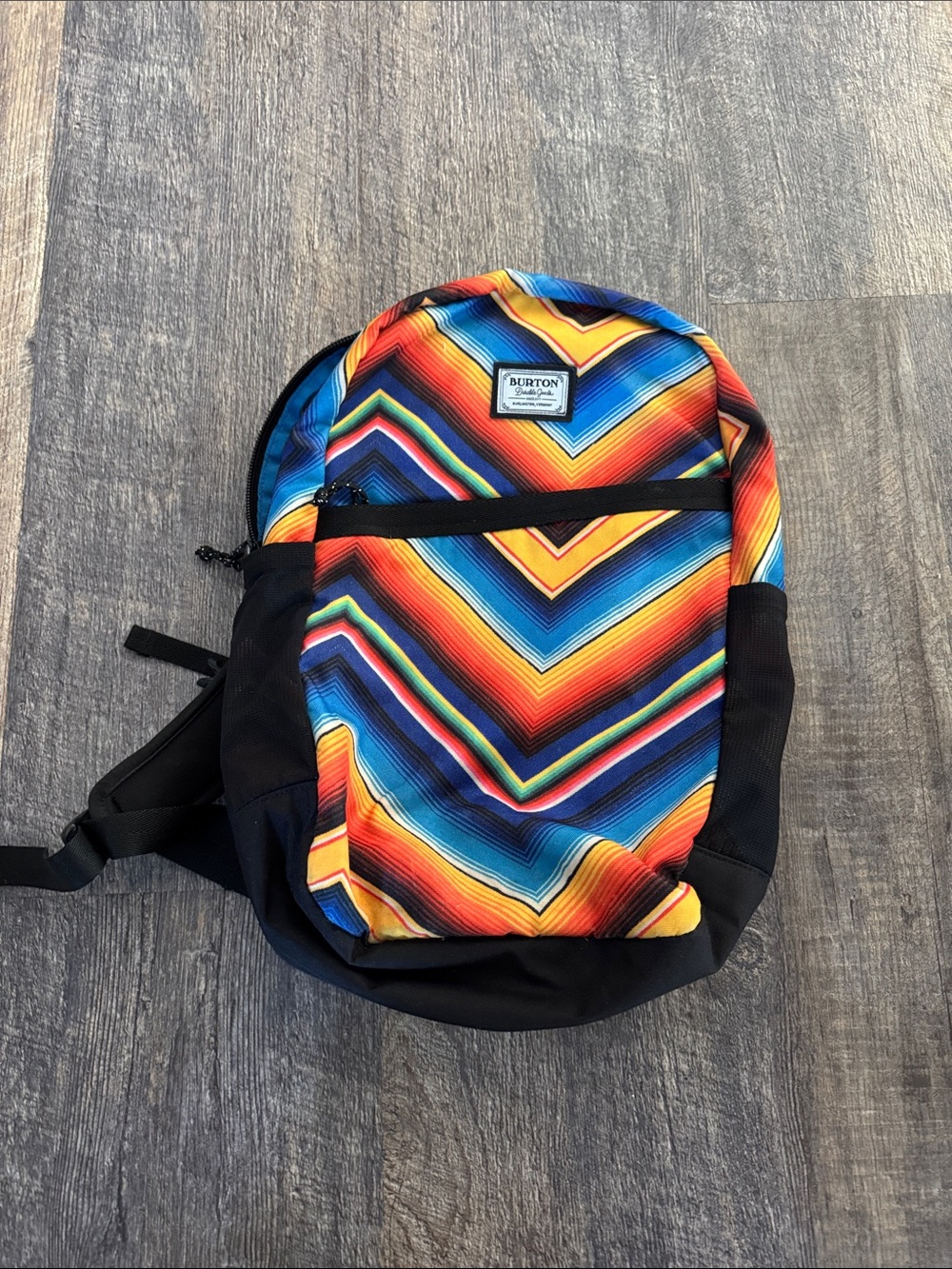 Burton Chevron Stripe Backpack in Blue, Red, Yellow, Orange